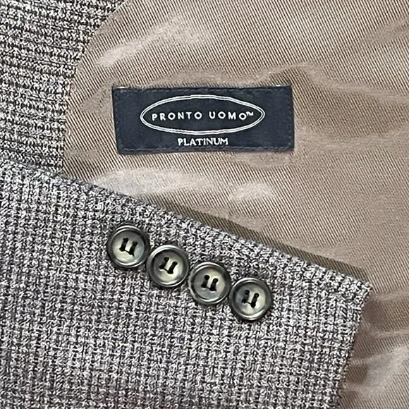 Pronto Uomo Platinum Wool Blend Gray Geometric Dual Vent Blazer Sport Jacket 50L - Picture 10 of 11